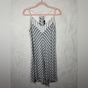 Laila Jayde Gray and White Striped Spaghetti Strap Cami